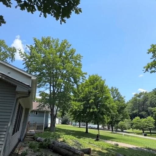 Before: Large hazardous tree leaning over house in Minnesota