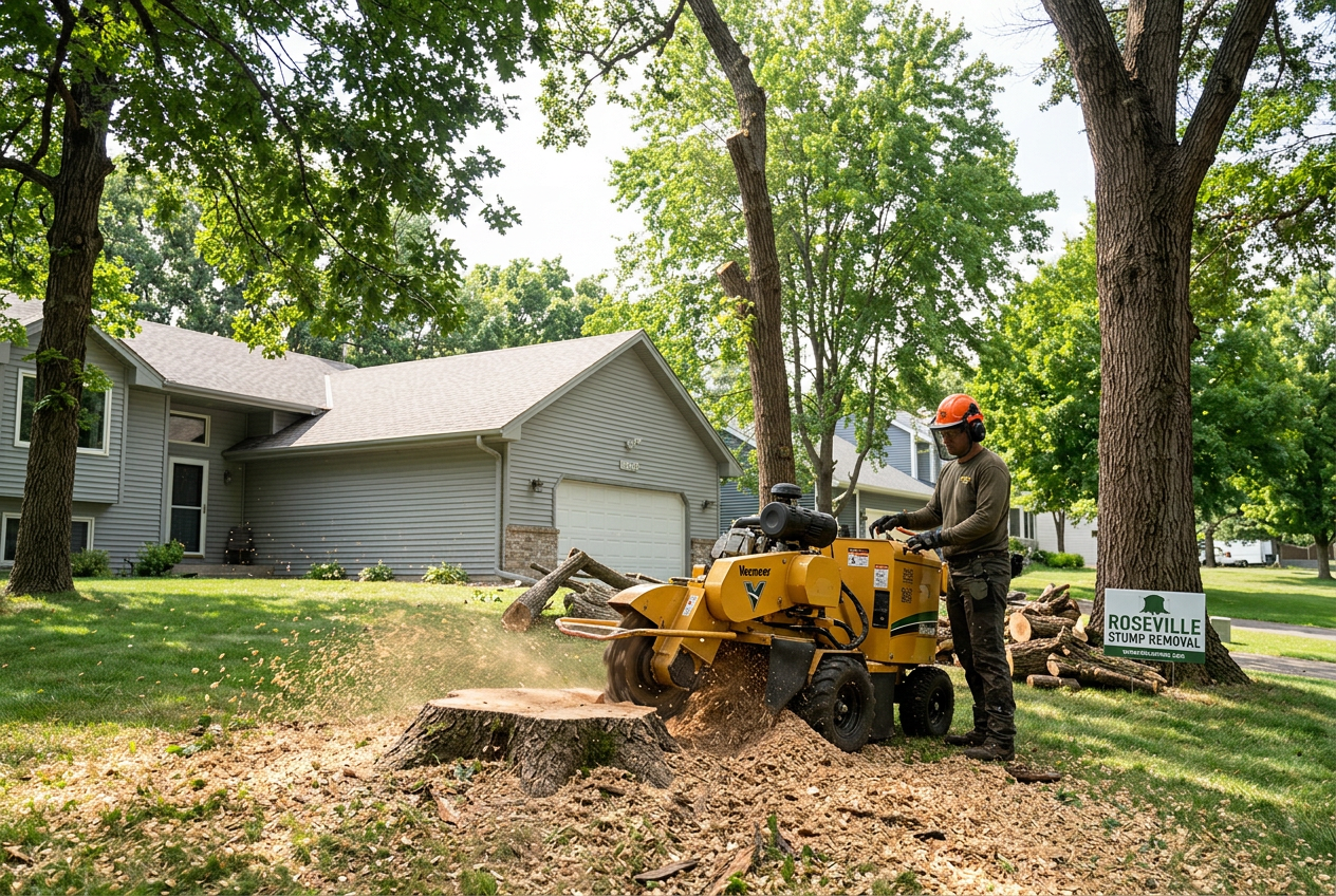 Professional stump grinding and removal service in Roseville Minnesota
